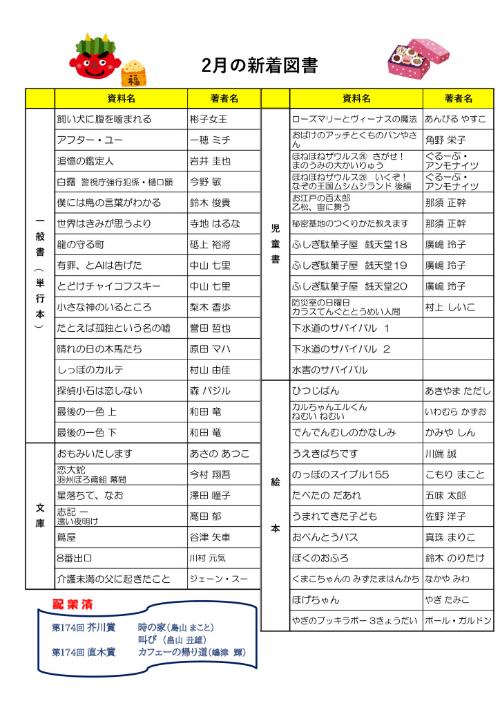 2026.2月新着図書のサムネイル