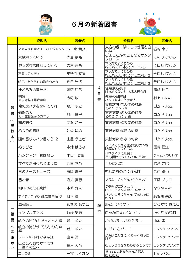2026.6月新着図書のサムネイル
